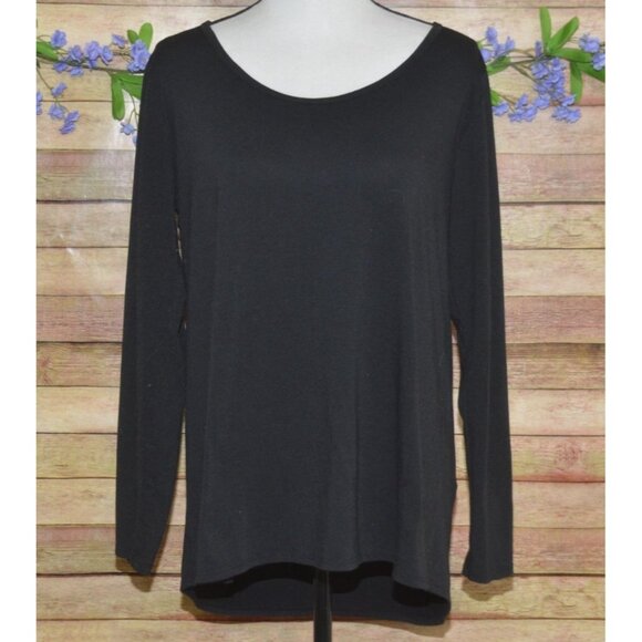 LulaRoe Ladies Black Pullover HI-Low Thin Knit Shirt Top Size L Tunic Casual - Picture 1 of 8
